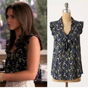 Anthropologie Loosened Shelby Bird Tie Top tank